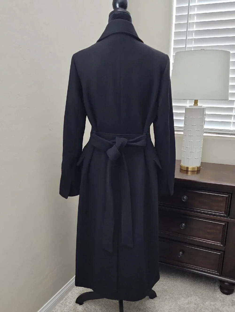 Michael Kors Black Long Belted Trench Peacoat